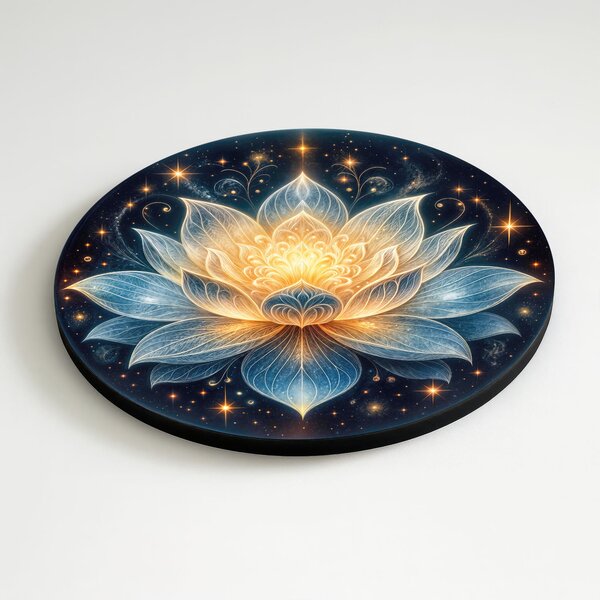 DUBLEZ | Tablou rotund din lemn - Lotus | Imprimare UV premium