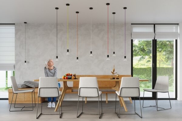 Lustră pe cablu EDISON 1xE27/60W/230V negru