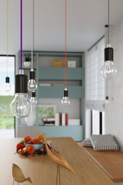 Lustră pe cablu EDISON 1xE27/60W/230V negru