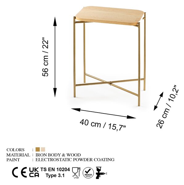 Măsuţă de cafea, Hanah Home, Culoare: Aur Natural