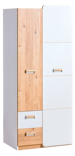 Dulap pentru camera copiilor Lorento L1, alb/stejar nash (80 cm)