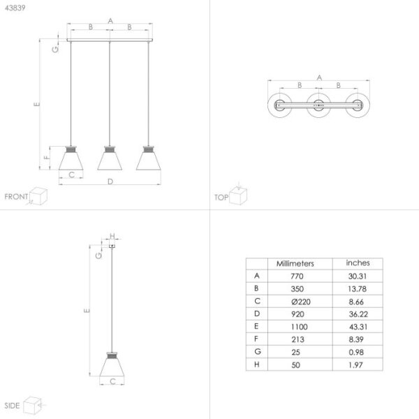 Lustră pe cablu TWICKEN 3xE27/40W/230V Eglo 43839