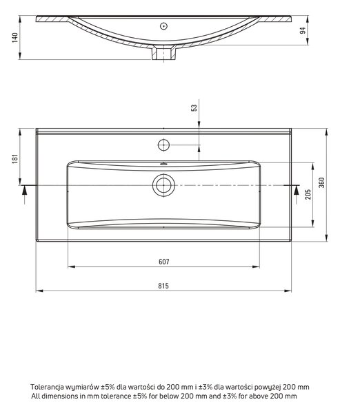 Deante Tubo lavoar 81.5x36 cm dreptunghiular mobilier alb luciu CTU_638M