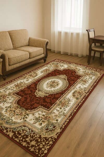 Covor Living Dormitor, Model Clasic 571 210, Rosu Rosu, Dreptunghi, 80x150