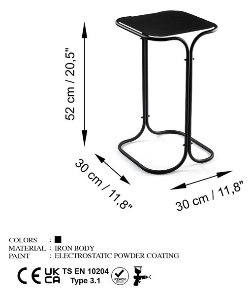 Măsuţă de cafea, Hanah Home, Culoare: Negru