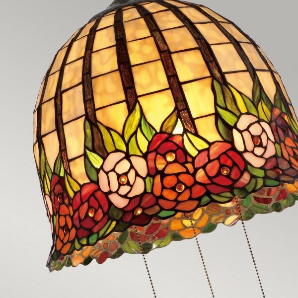 Quoizel QZ-ROSECLIFFE-P - Candelabru Tiffany suspendat pe lanț ROSECLIFFE 3xE27/100W/230V