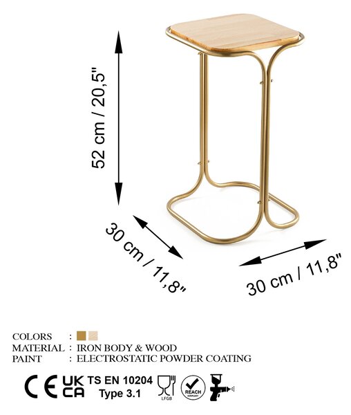 Măsuţă de cafea, Hanah Home, Culoare: Aur Natural