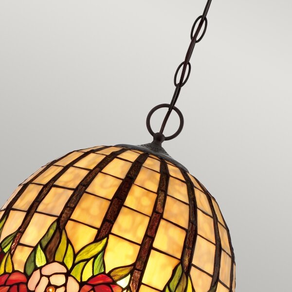 Quoizel QZ-ROSECLIFFE-P - Candelabru Tiffany suspendat pe lanț ROSECLIFFE 3xE27/100W/230V