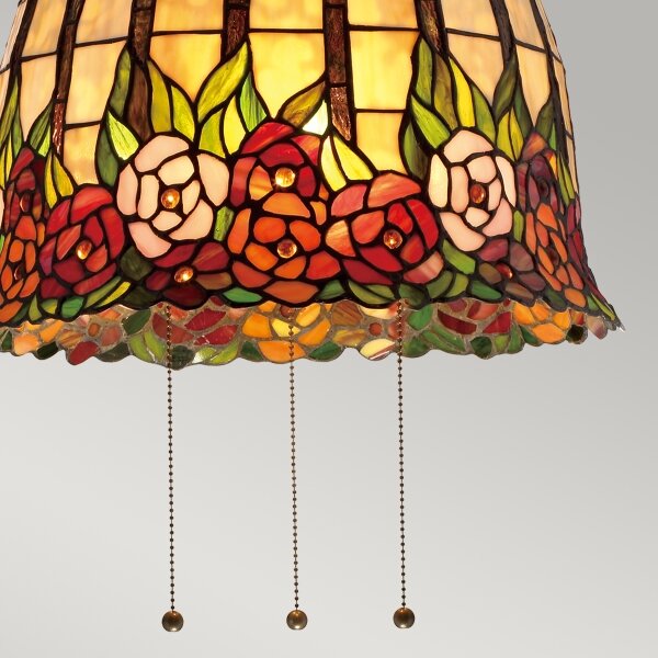 Quoizel QZ-ROSECLIFFE-P - Candelabru Tiffany suspendat pe lanț ROSECLIFFE 3xE27/100W/230V