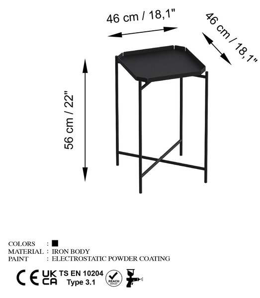 Măsuţă de cafea, Hanah Home, Culoare: Negru