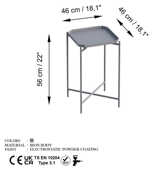 Măsuţă de cafea, Hanah Home, Culoare: Gri
