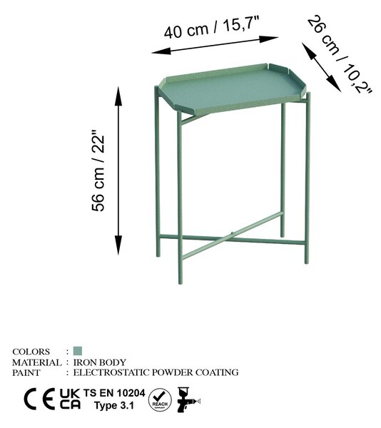Măsuţă de cafea, Hanah Home, Culoare: Verde