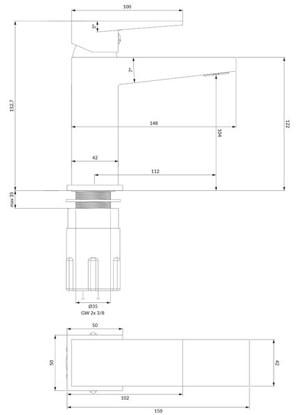 Omnires Fresh baterie lavoar stativ crom FR7110CR