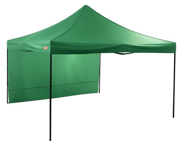 Cort pliabil tip foarfecă 4x4m – oțel, Verde, 1 perete lateral
