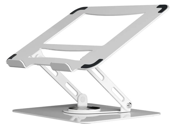 Suport Laptop Reglabil din Oțel Carbon, Rotativ 360°, Pliabil, Stabil și Ergonomic, Alb