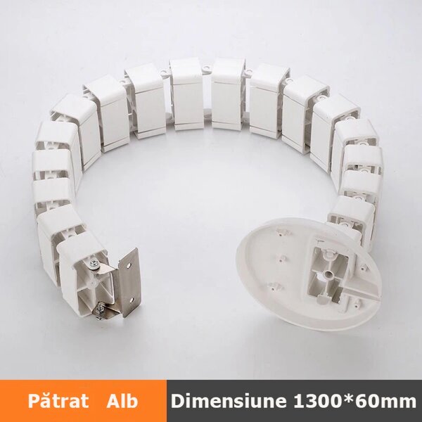 Organizator pentru cabluri, tub spiralat, inaltime reglabila – Formă Patrata, 130 cm, Alb