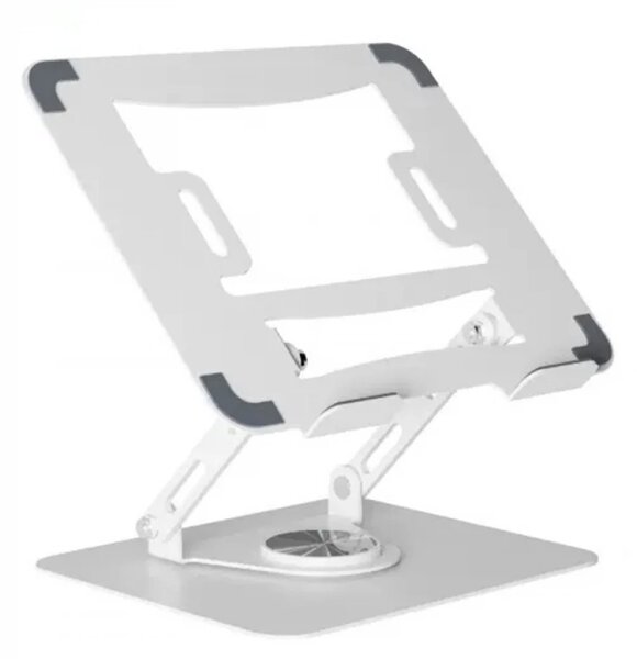 Suport Laptop Reglabil din Oțel Carbon, Rotativ 360°, Pliabil, Stabil și Ergonomic, Alb