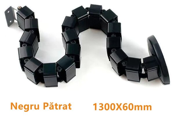 Organizator pentru cabluri, tub spiralat, inaltime reglabila – Formă Patrata, 130 cm, Negru