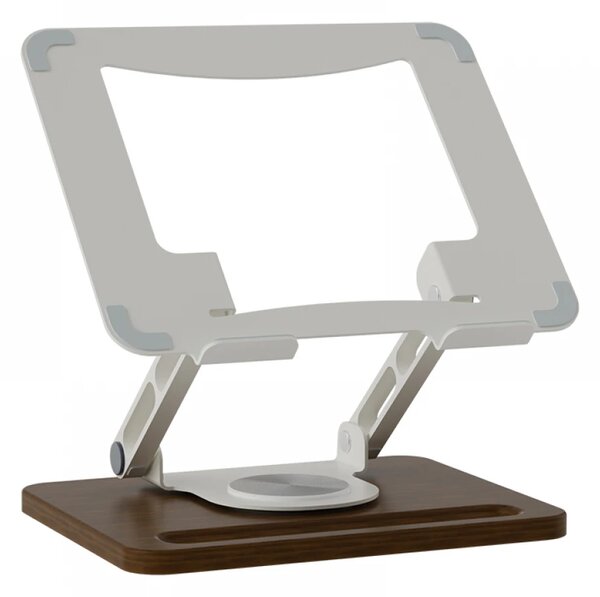 Suport ergonomic pentru laptop și tabletă, construcție premium din oțel carbon și lemn masiv, Alb
