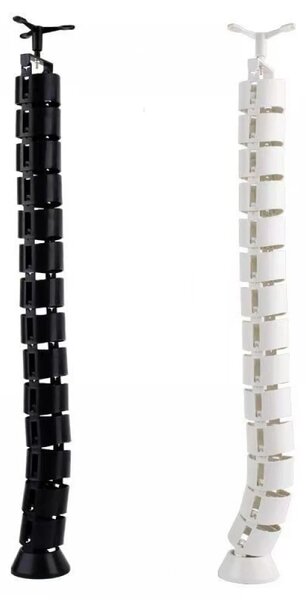 Organizator pentru cabluri, tub spiralat, inaltime reglabila – Formă Rotundă, 130 cm, Negru
