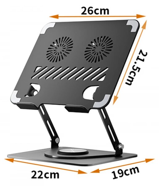 Suport Laptop din Oțel Carbon, Stabilitate, Ergonomie și Răcire Eficientă, Negru