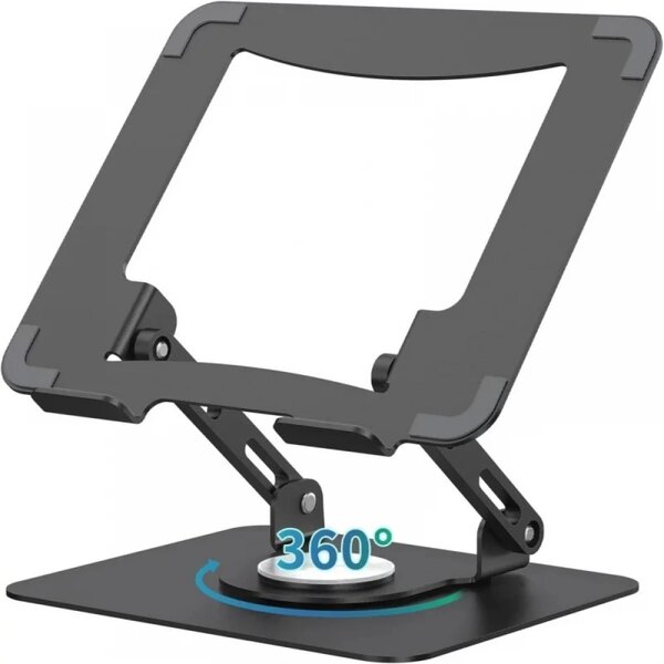 Suport Laptop Reglabil 360°, Ergonomie, Stabilitate și Design Premium, Negru