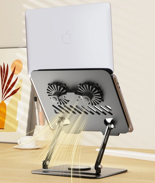 Suport Laptop din Oțel Carbon, Stabilitate, Ergonomie și Răcire Eficientă, Alb