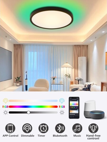 Immax NEO 07166-B40-LED RGBCCT Lampă dimabilă 50W/230V Wi-Fi Tuya negru+DO
