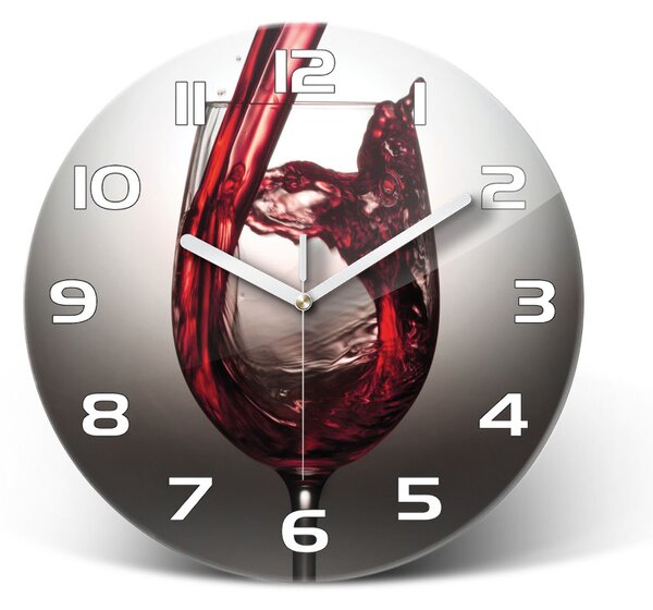 Ceas rotund de perete din sticlă vin rosu