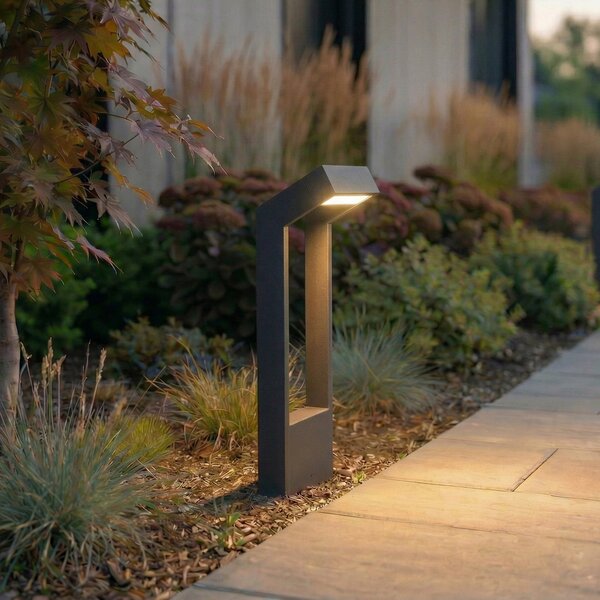 Arcchio Bornă luminoasă LED Kovato, înălțime 60 cm, gri închis, IP65, Gri, Metal, Modern