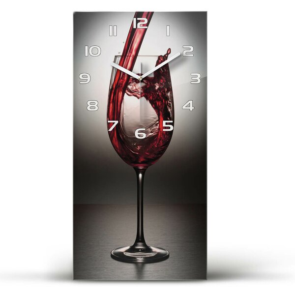 Ceas de sticlă pe perete vertical vin rosu