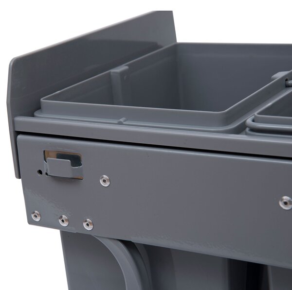 Homcom Cos Gunoi Ecologic 40L – 3 Compartimente Separate, Gri | Aosom Romania