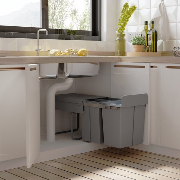 Homcom Cos Gunoi Ecologic 40L – 3 Compartimente Separate, Gri | Aosom Romania