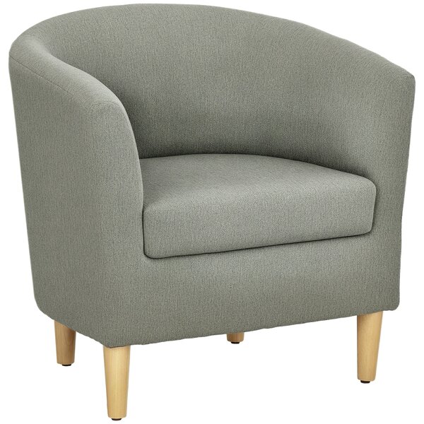 HOMCOM Fotoliu Modern, Scaun Accent Tapițat cu Picioare din Lemn, Scaun din Material Textil, 74x63x73 cm, Gri | Aosom Romania