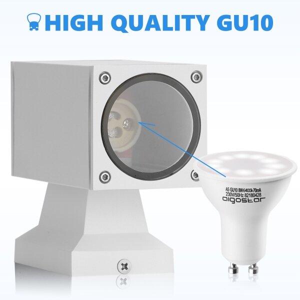 Aplică de exterior Aigostar 2xGU10/230V alb IP65 dreptunghiular