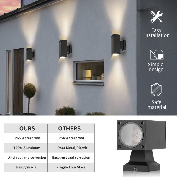 Aplică de exterior Aigostar 2xGU10/230V negru IP65 dreptunghiular