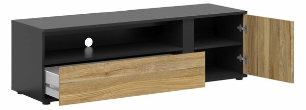 Comodă TV Lucami 100Negru, Stejar, 16x5x5cm
