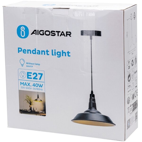 Lustră pe cablu Aigostar 1xE27/60W/230V negru