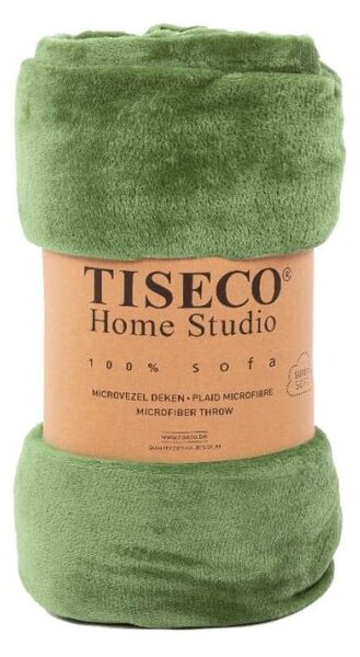 Cuvertură verde din micropluș pentru pat dublu 220x240 cm Cosy - Tiseco Home Studio