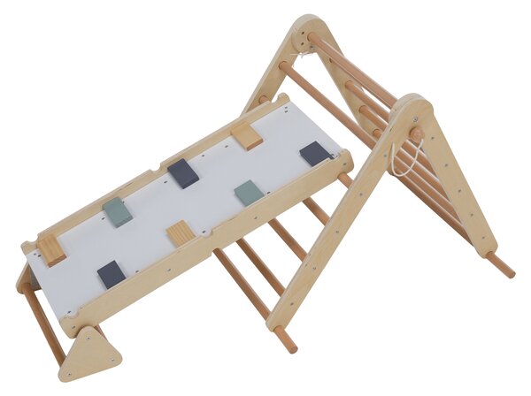 KONDELA Montessori Triunghiul Pikler 3în1, natural/mix de culori, OPRIN