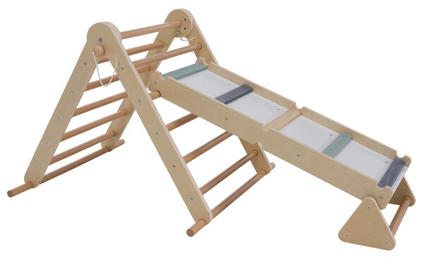 KONDELA Montessori Triunghiul Pikler 3în1, natural/mix de culori, OPRIN