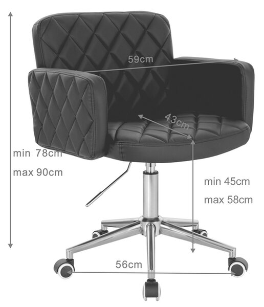 HC802CROSS Scaun Alb din Piele Ecologica cu Bază Neagră
