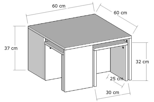 Set de măsuțe de cafea, Hanah Home, Culoare: Stejar Safir