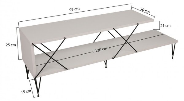 Comoda TV Salvador, Model Street, 120x40x30 cm, Alb