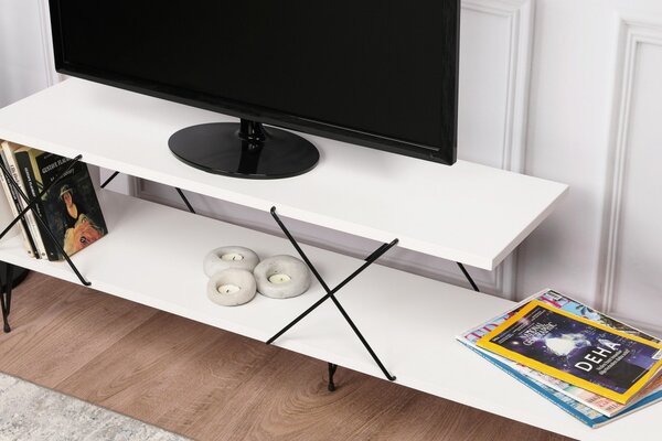 Comoda TV Salvador, Model Street, 120x40x30 cm, Alb