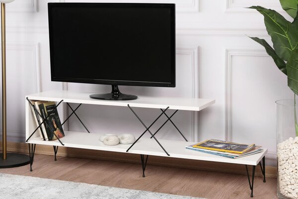 Comoda TV Salvador, Model Street, 120x40x30 cm, Alb