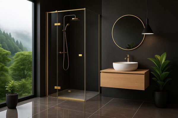 Rea, Cabină de duș Rea Atlas 120x100 Auriu periat, KPL-K4576