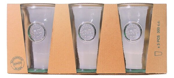 Set 3 pahare din sticlă reciclată Ego Dekor Authentic, 300 ml