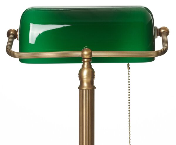 Berliner Messinglampen JIVAN lampă de bancher lucrată manual, Verde, Camera de zi / sufragerie, Sticlă, Antichitate