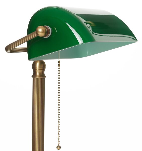 Berliner Messinglampen JIVAN lampă de bancher lucrată manual, Verde, Camera de zi / sufragerie, Sticlă, Antichitate